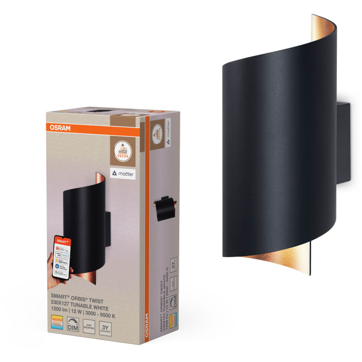 Osram Smart+ Wifi Twist væglampe, justerbar hvid, sort