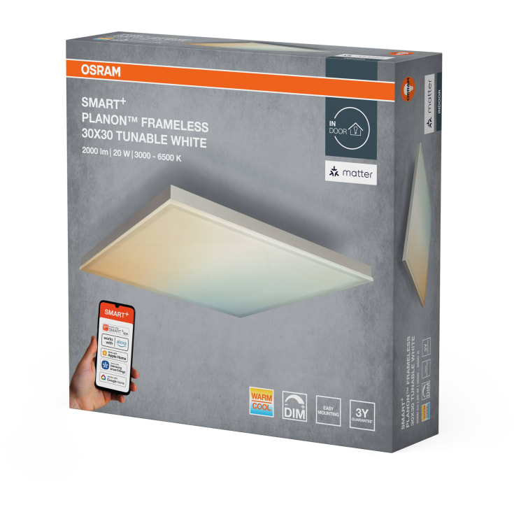 Osram Smart+ Wifi Planon Frameless panel, justerbar hvid, 30x30 cm