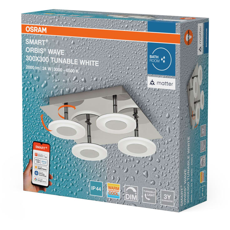 Osram Smart+ Wifi Orbis Wave spotlampe, justerbar hvid, krom
