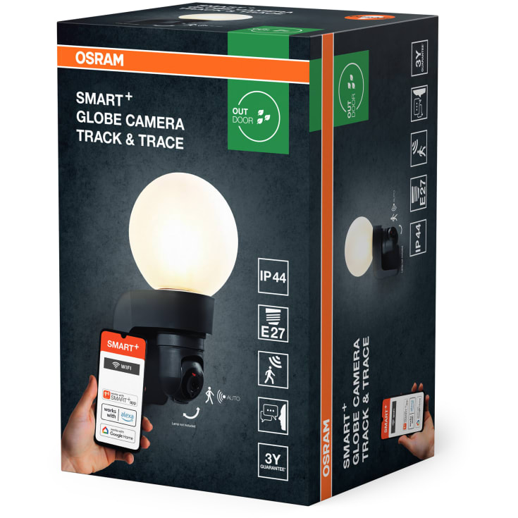OSRAM SMART+ Globe Wall med Track &Trace kamera E27 IP44 WiFi