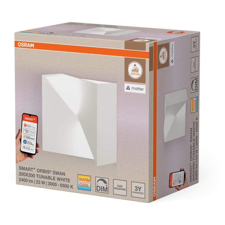 OSRAM SMART+ MATTER Orbis Wall Swan squ 23W/827-830 200x200 WF