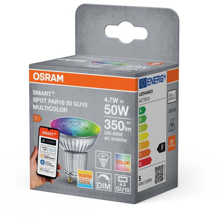 4 stk OSRAM SMART+ MATTER PAR16 4,7W/RGBW (50W) GU10