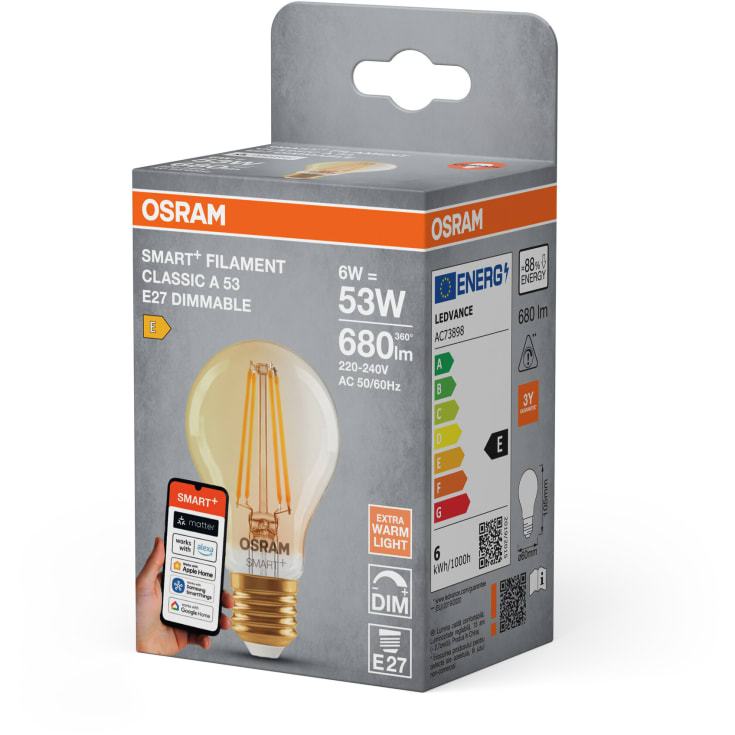 OSRAM SMART+ MATTER standard 680lm 6W/824 (53W) guld E27