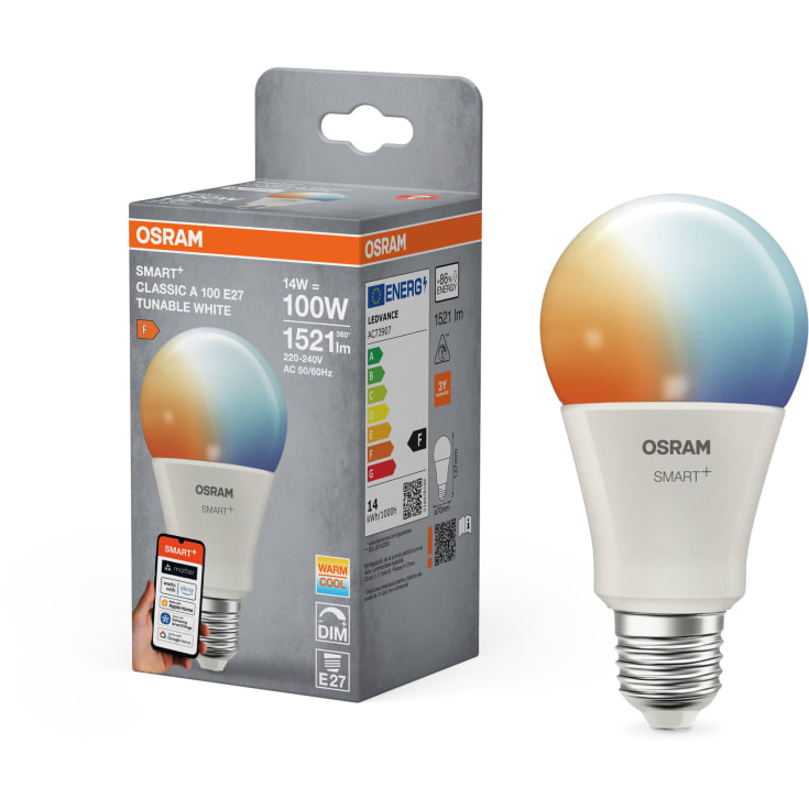 Osram Smart+ Wifi Matter E27 standardpære, 2700K-6500K, 14W