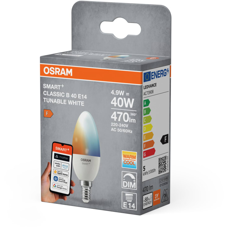 Osram Smart+ Wifi E14-pære, 2700K-6500K, 4,9W