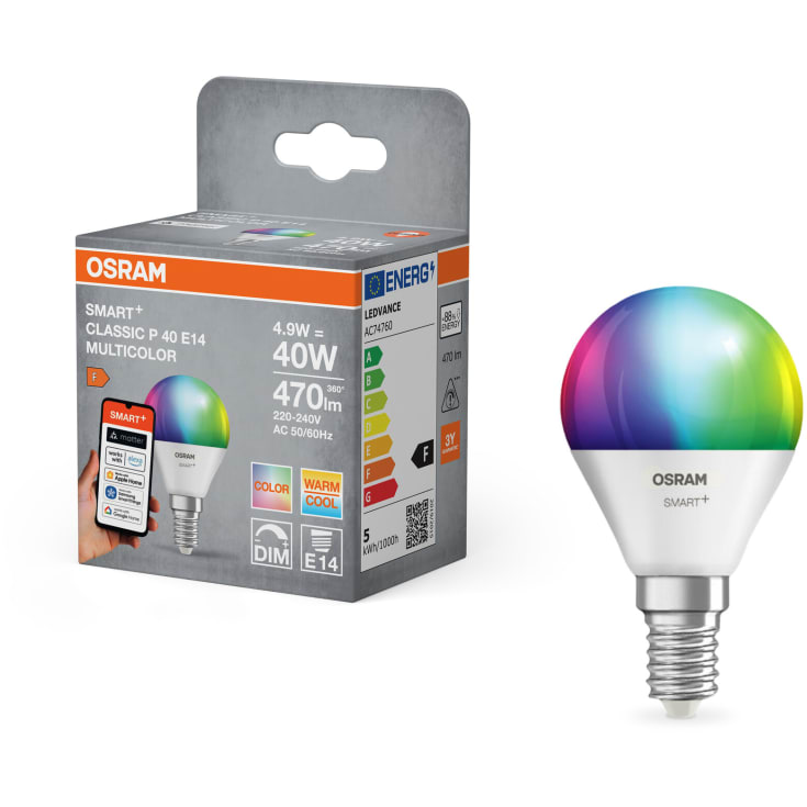 Osram Smart+ Wifi E14 kronlampa, färgskiftande, 4,9W