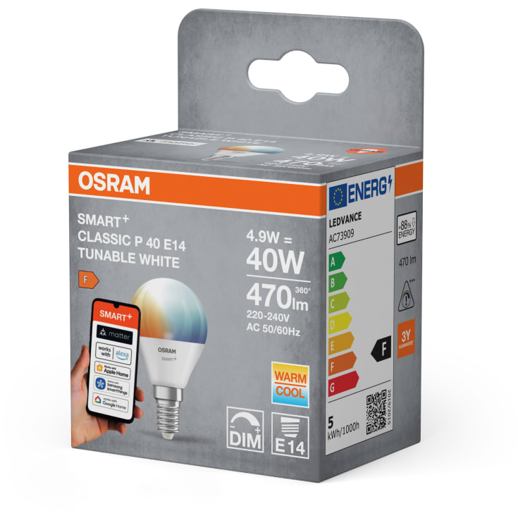 Osram Smart+ Wifi E14 kronlampa, 2700K-6500K, 4,9W