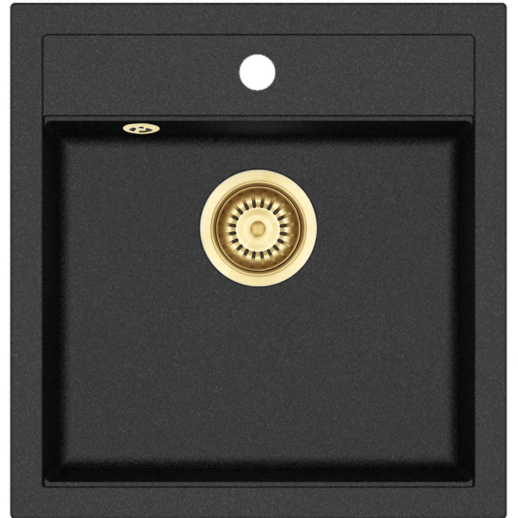 Lavabo Jupiter 50 køkkenvask, 42,5 x 36,5 cm, sort m. messing afløb