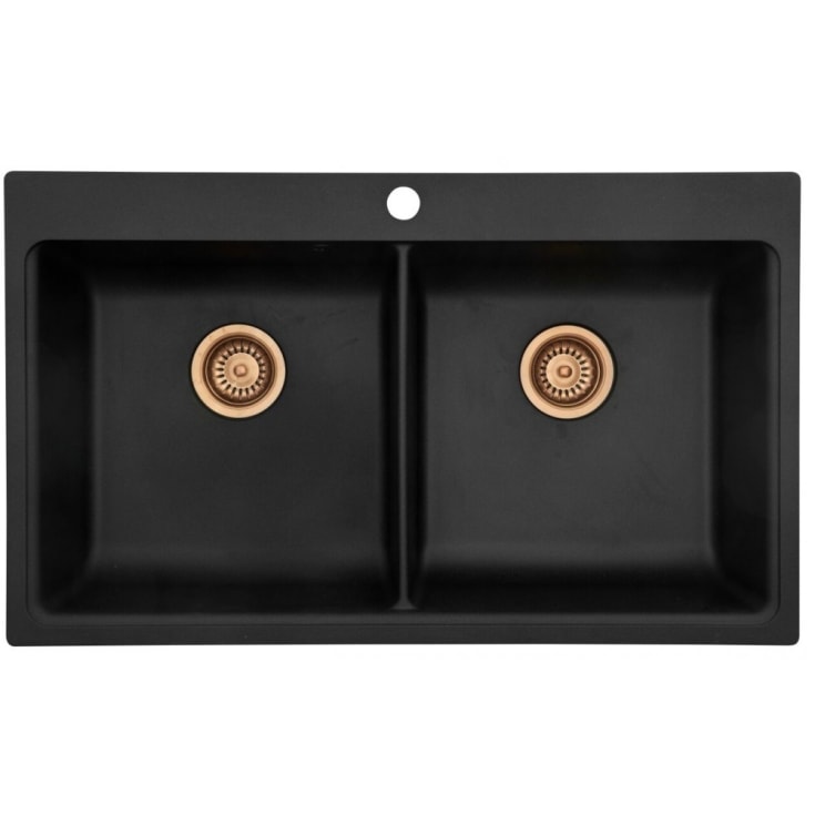 Lavabo Saturn 86 køkkenvask, 86 x 39 cm sort m. kobber afløb