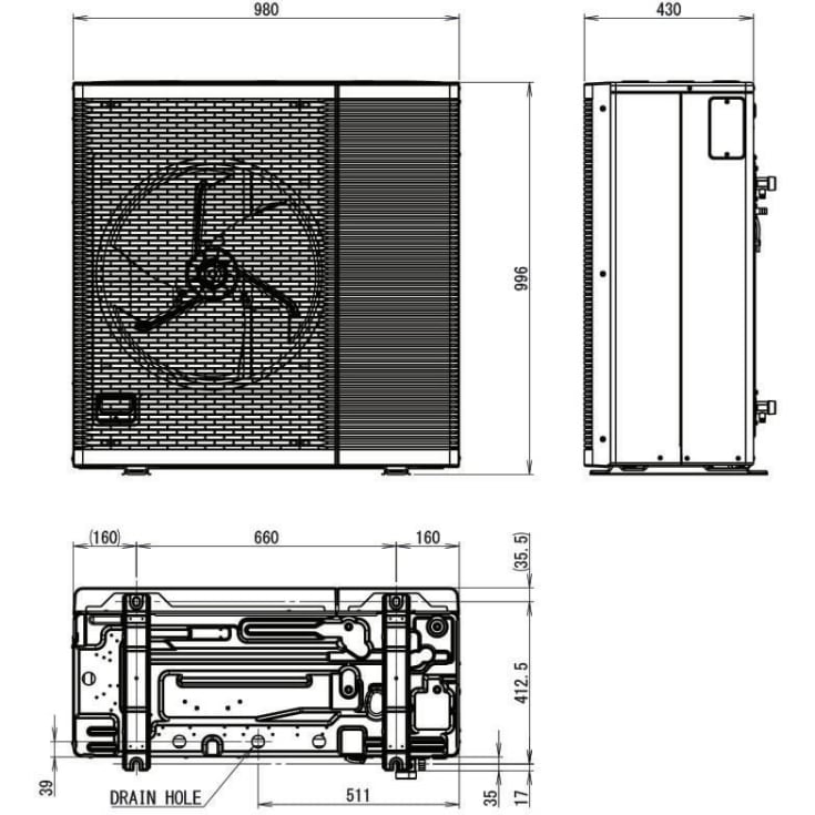 Panasonic Aquarea L-gen Hydrosplit luft til vand varmepumpe, udedel, 9 kW