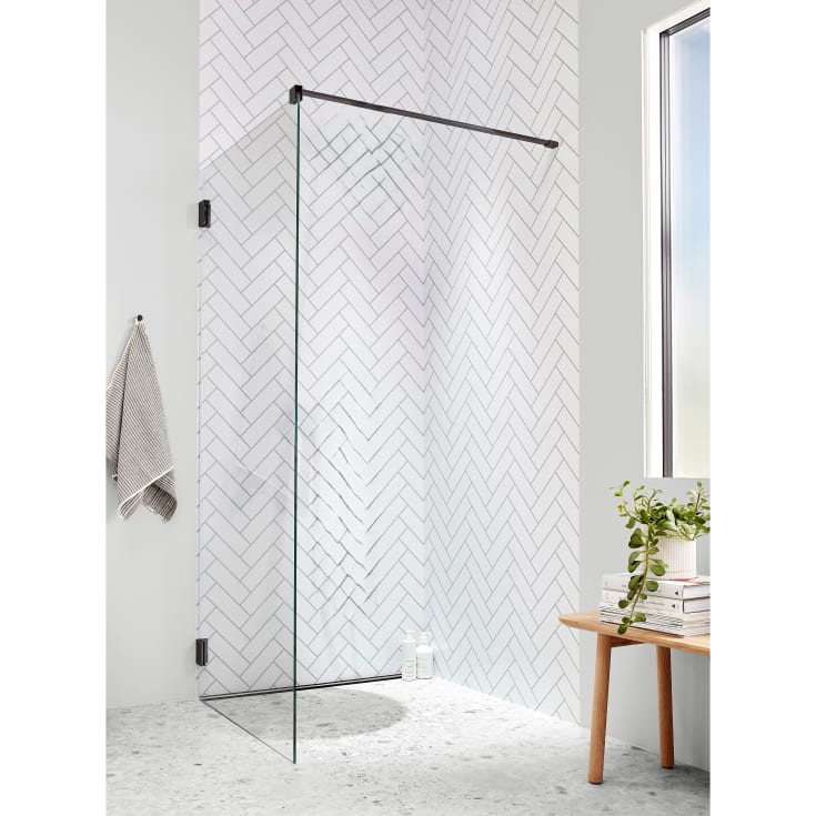Contura Shower Showerama Art brusevæg, 80 cm, klart glas, sort profil