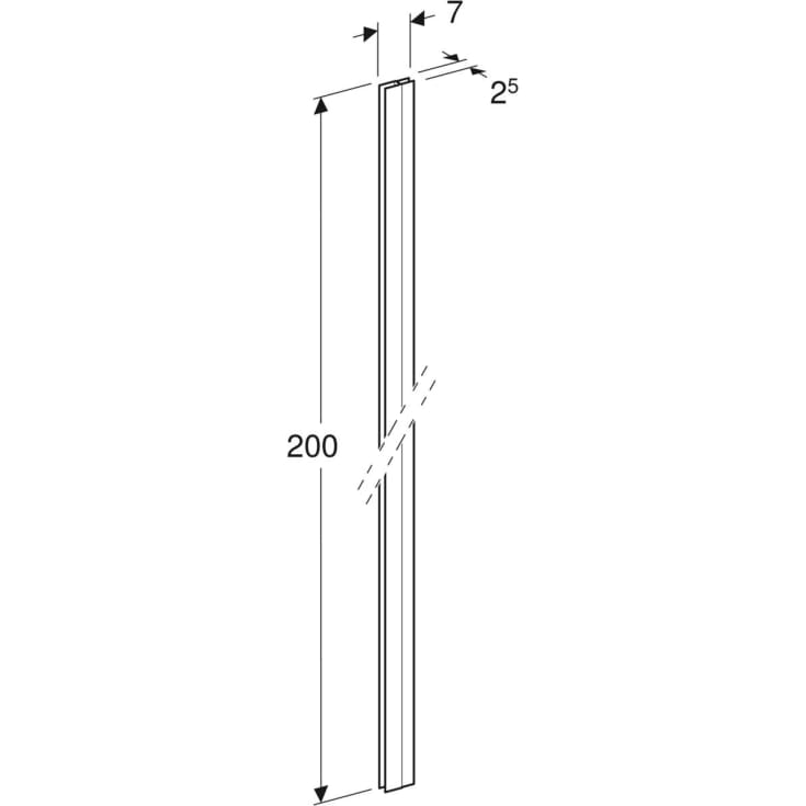 Contura Shower Showerama utvidgningsprofil, borstad aluminium