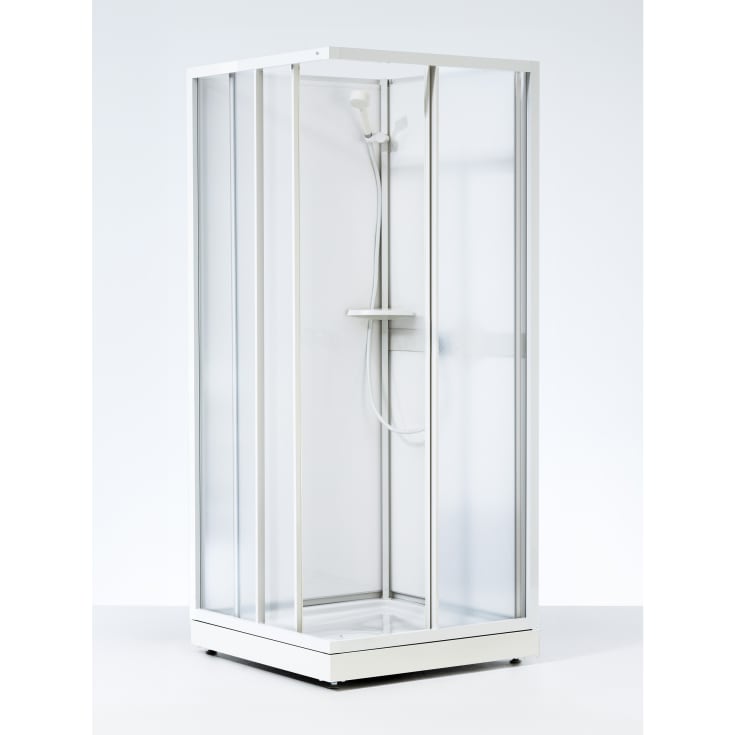 Contura Next NKH brusekabine 90x90 cm, hvidlakeret profil, mønstret styren glas