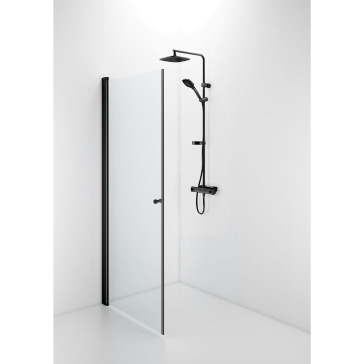 Contura Shower Space dusjdør, 77 cm, klart glass, sort profil