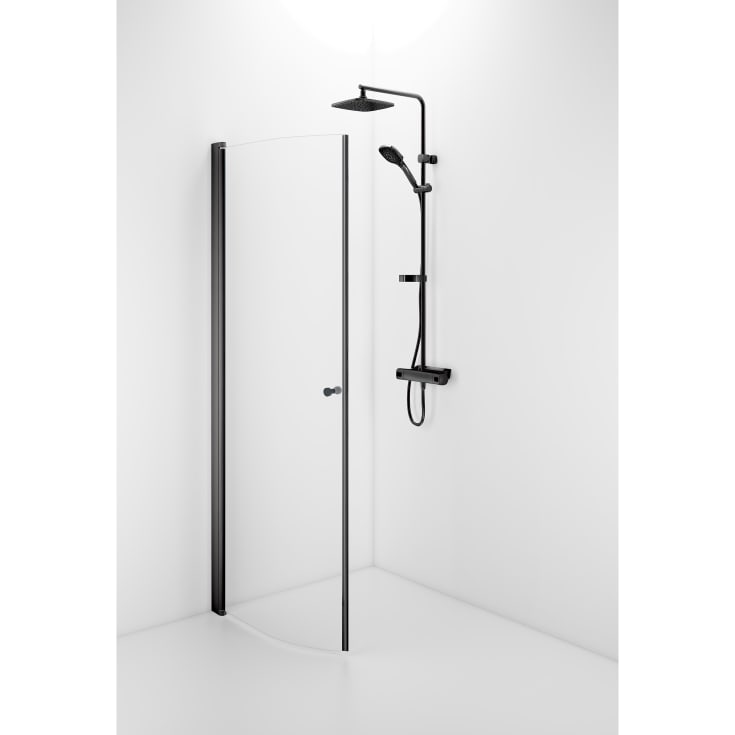 Contura Shower Space brusedør, 72,3 cm, lav model, klart glas, sort profil
