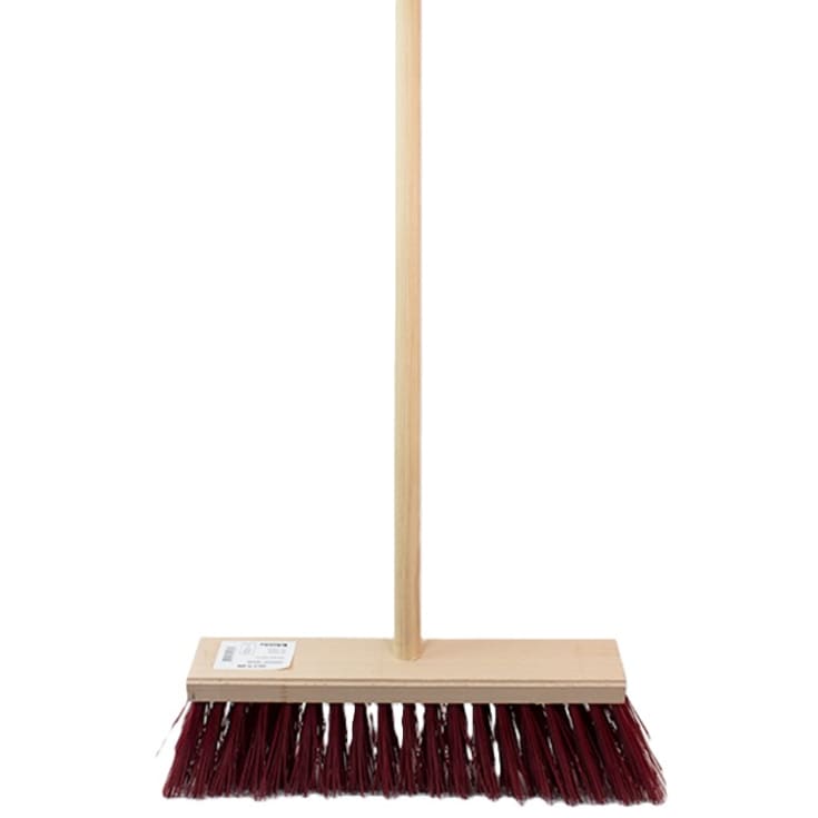 Roliba gadekost med skaft, røde hår, 15 x 5 rækker, 300 x 76 mm