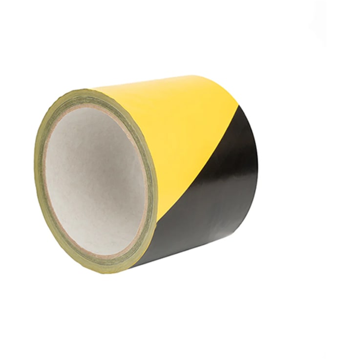 Roliba advarselstape, gul/sort, 33 my, 50 mm x 66 m