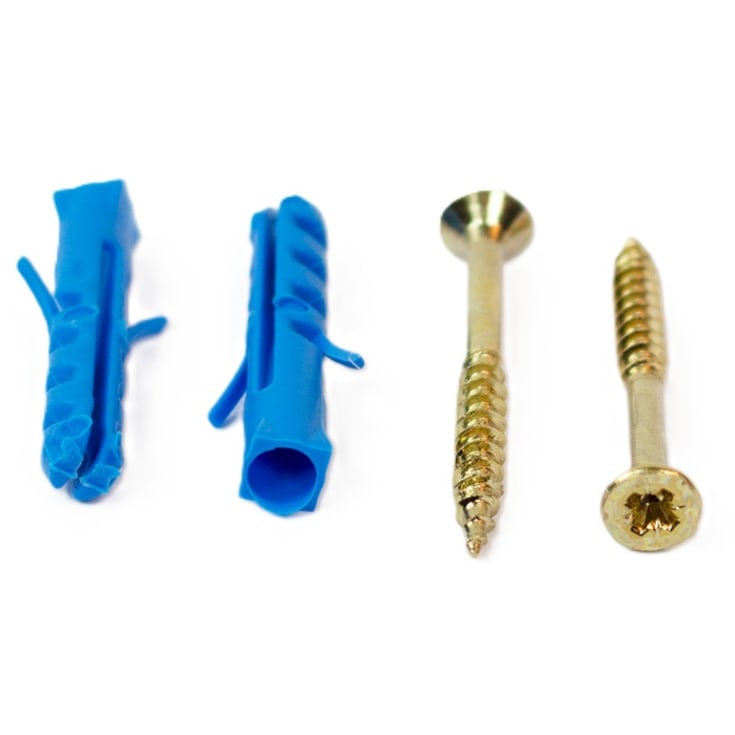 Skruer m. plugs, messing, 10 stk.