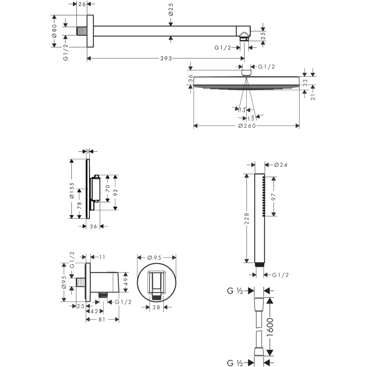 Hansgrohe Ecostat Comfort S Pulsify S brusesæt, mat sort