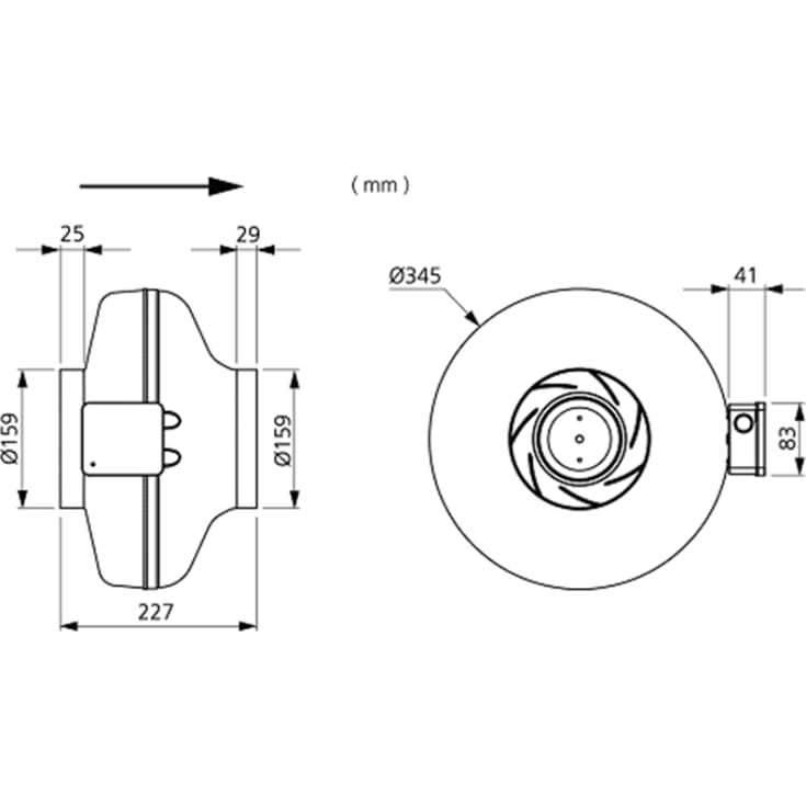 Kanalventilator CK 160 C1 med AC motor