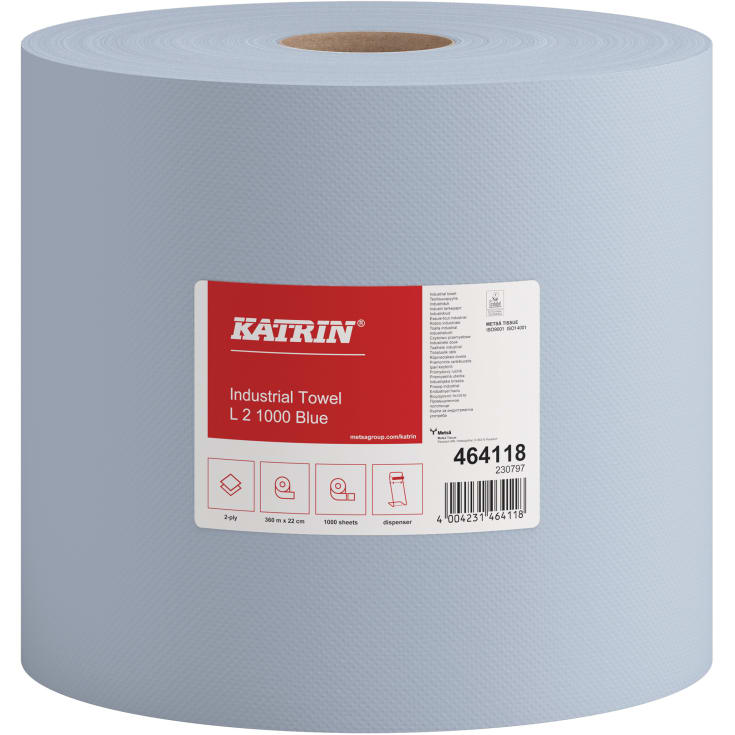 Katrin verkstadsrulle industri 464118, 2-lagers, blå 350m, 2rl