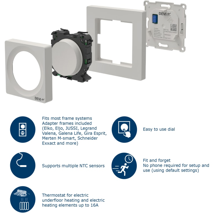 Devi reg Display Connect termostat, Zigbee & Bluetooth, hvid