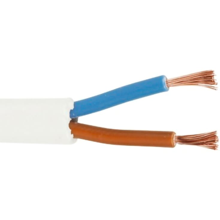 Hvid lampeledning 2x0,75mm² i metermål