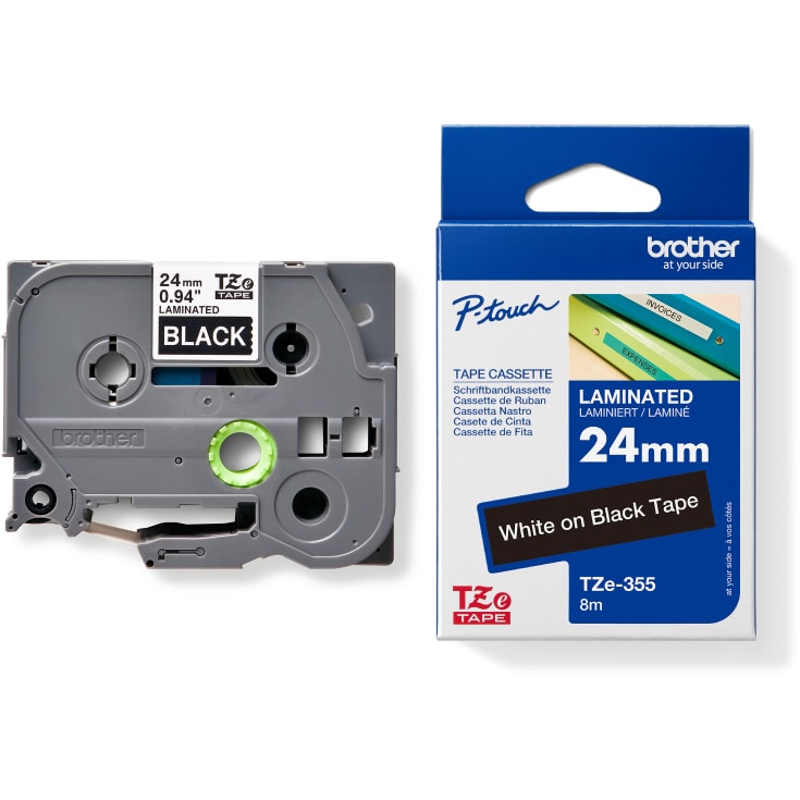 Brother tape TZe-355, hvid/sort 24 mm x 8 m