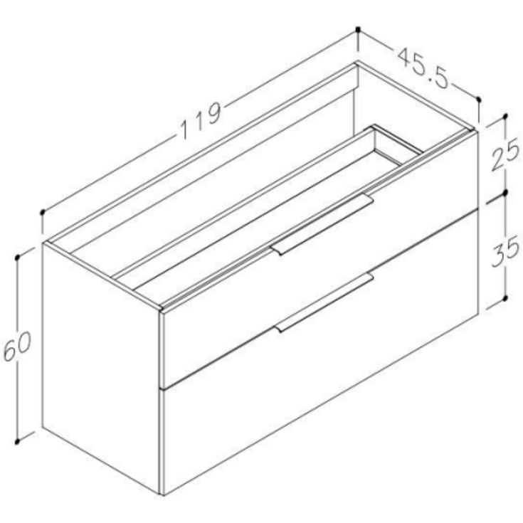 Korsbakken BIG underskap, med 2 skuffer, soft-close, 119x45,5 cm, taupe