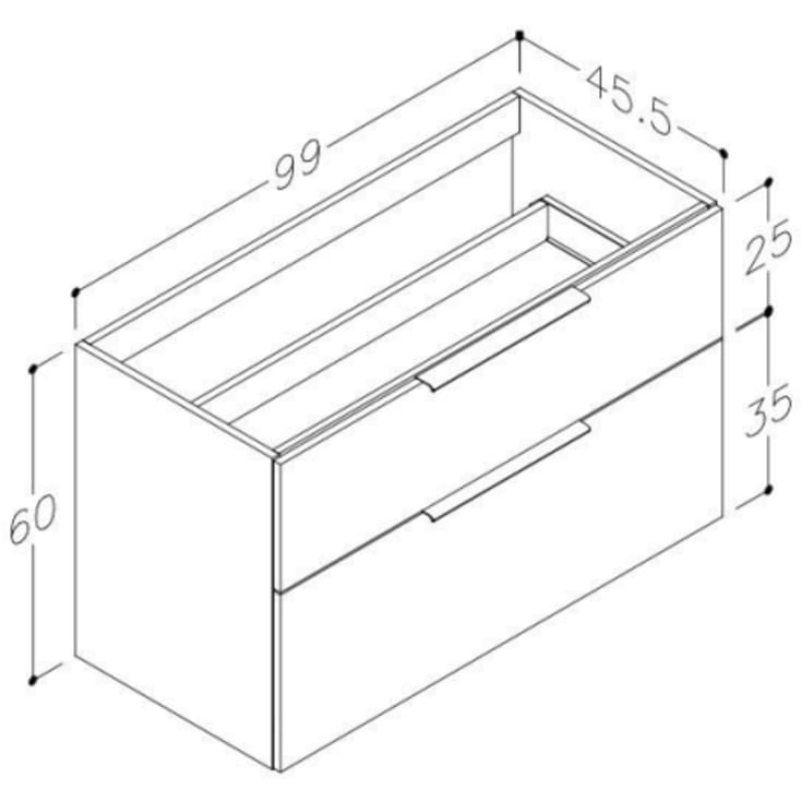 Korsbakken BIG underskap, med 2 skuffer, soft-close, 99x45,5 cm, eik natur