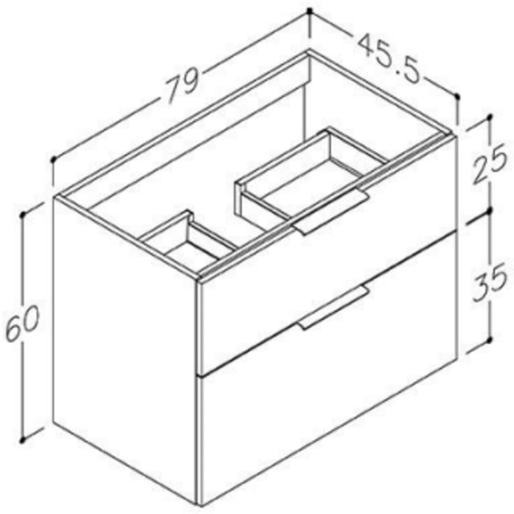 Korsbakken BIG underskap, med 2 skuffer, soft-close, 81x45,5 cm, antikk rød