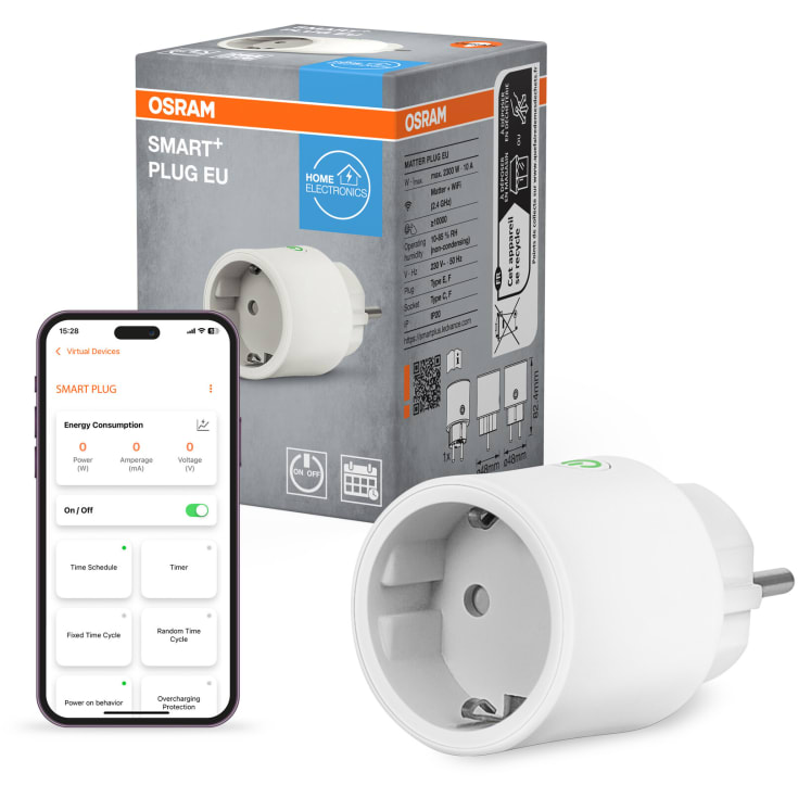 Osram Smart+ Wifi Matter stickkontakt med energimätare, vit