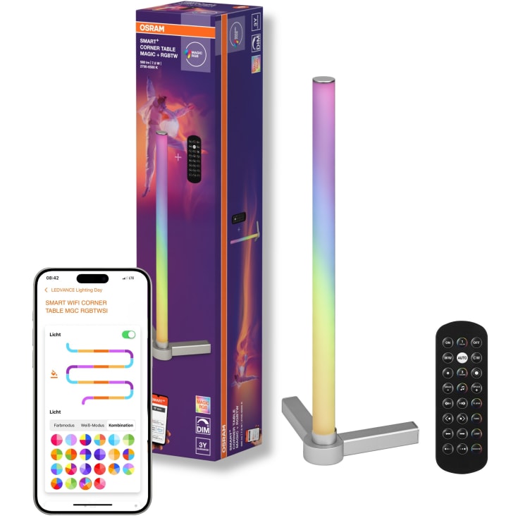 Osram Smart+ Wifi Corner bordlampe, farveskift, sølv