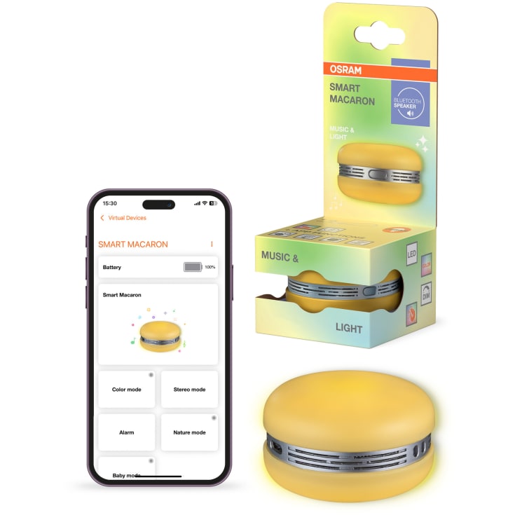 Osram Smart+ Macaron høyttaler med lys, gul