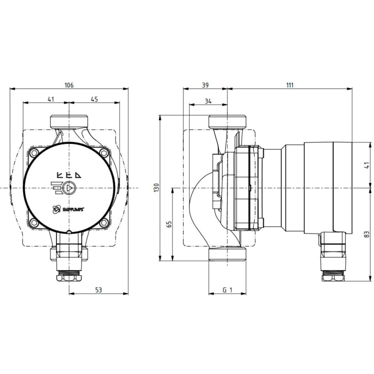 NMT mini plus 15-60-130 cirkulationspumpe med isoleringskappe