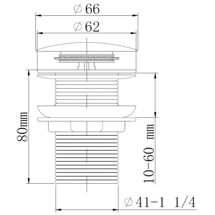 Zen Sanitary bundventil, push-open, sort krom