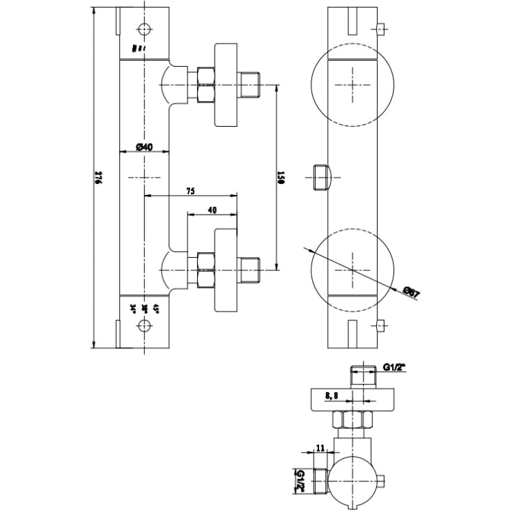 Zen Sanitary brusearmatur, børstet rustfrit stål