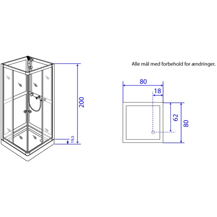 Santa Brusekabine Easy Way med klart/frostet glas