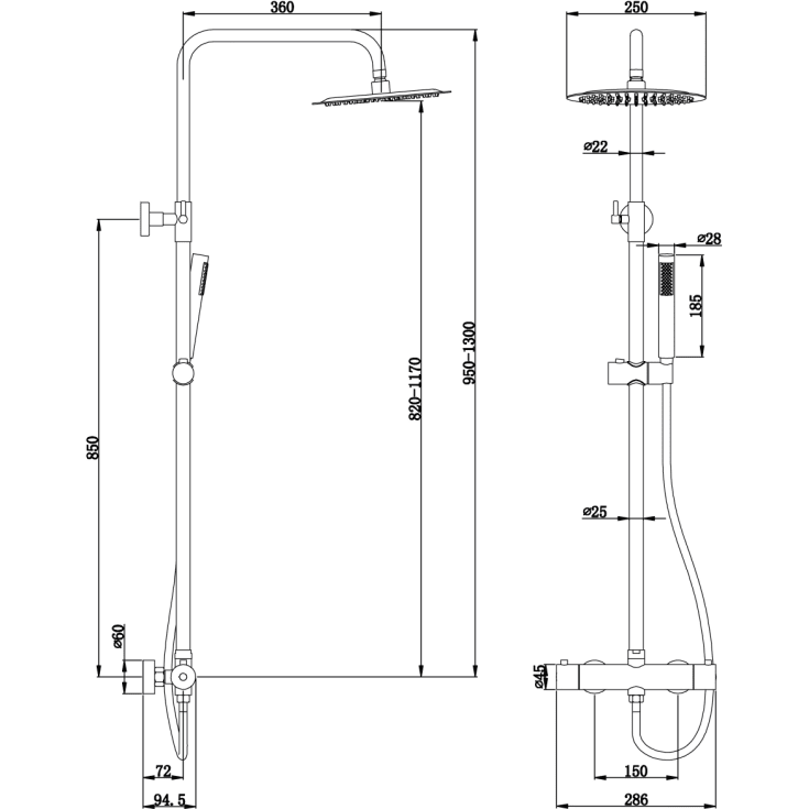 Zen Sanitary brusesæt, messing