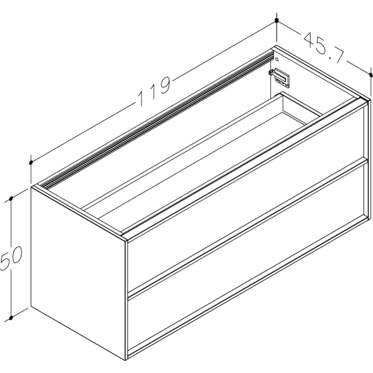 Korsbakken Home underskap, med 2 skuffer, soft-close, 119x45,7 cm, eik