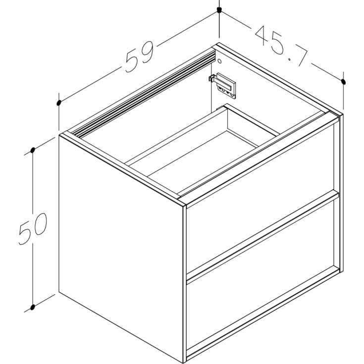 Korsbakken Home underskap, med 2 skuffer, soft-close, 59x45,7 cm, mørk eik