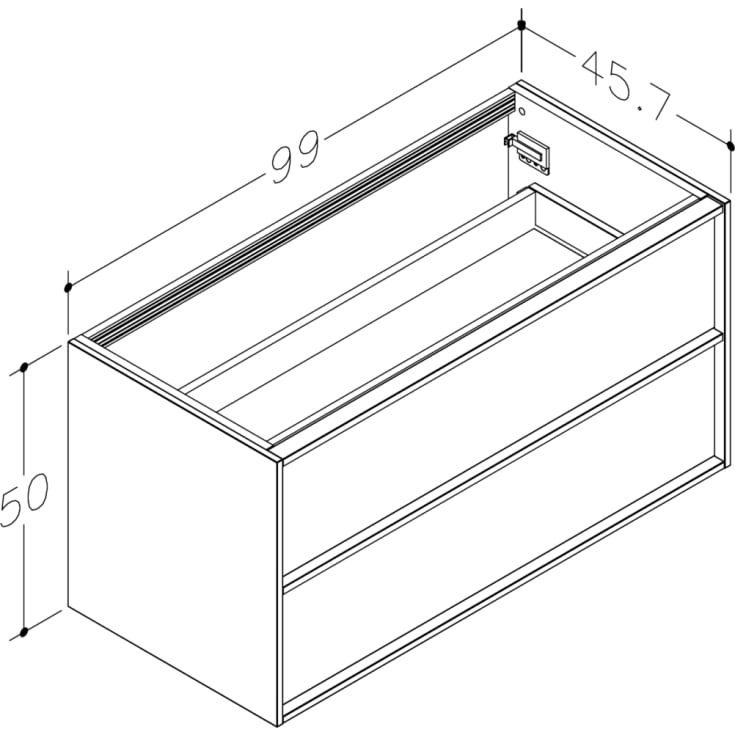 Korsbakken Home underskap, med 2 skuffer, soft-close, 99x45,7 cm, eik