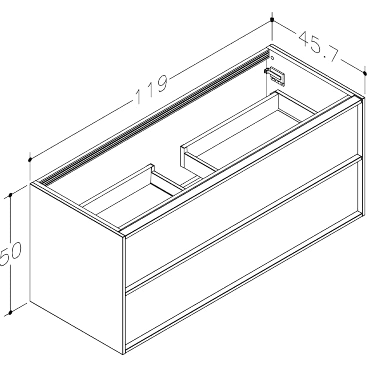 Korsbakken Home servantskap, med 2 skuffer, soft-close, 119x45,7 cm, eik