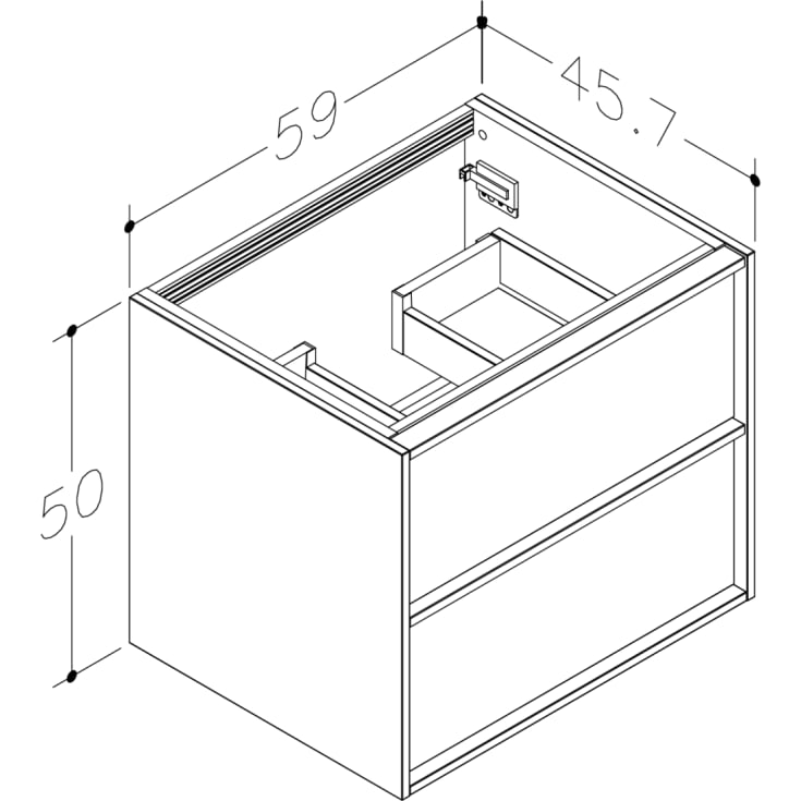 Korsbakken Home servantskap, med 2 skuffer, soft-close, 59x45,7 cm, mørk eik