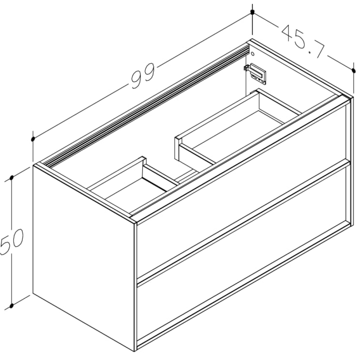 Korsbakken Home servantskap, med 2 skuffer, soft-close, 99x45,7 cm, eik