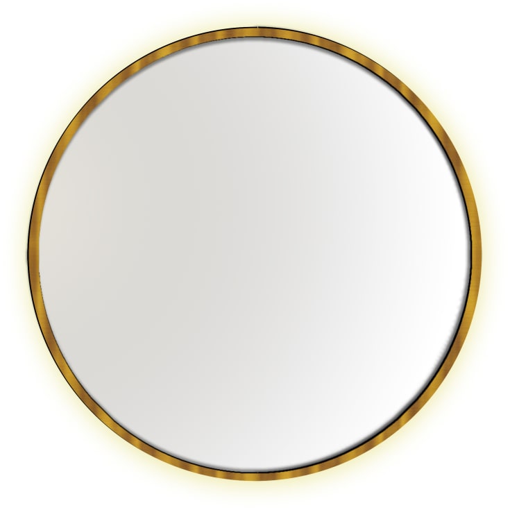 Kriss Halo Round speil med lys, touch, Ø80 cm, gull