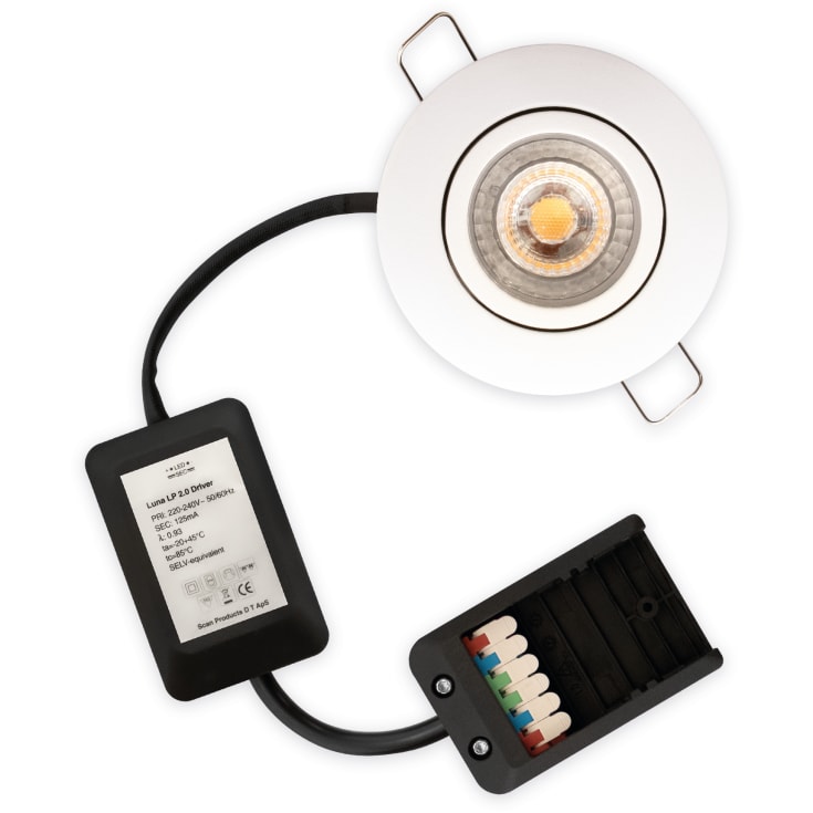 Scan Products Luna Low Profile 2.0 downlight, 3000K, matt hvit, 6 stk