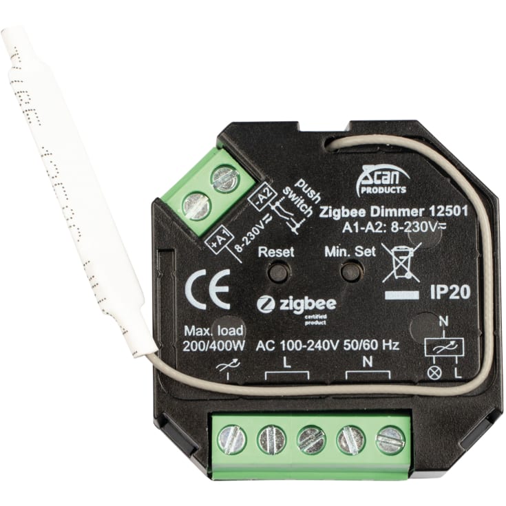 Zigbee 3.0 Box Push Lysdæmper 200W LED (Bagkant)