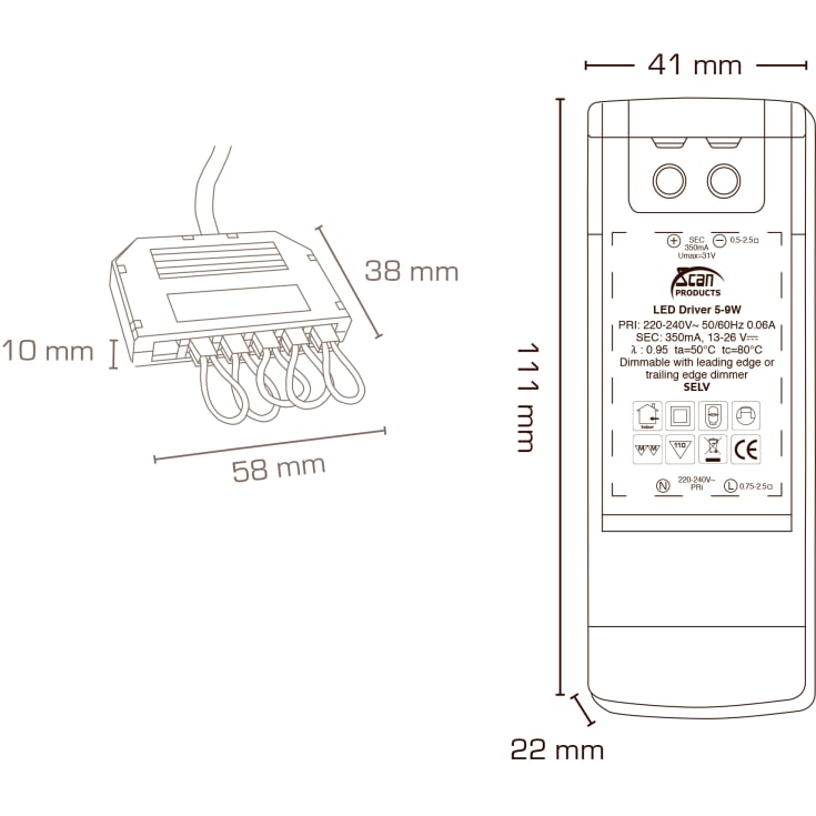 Scan Products driver, dæmpbar, 9W