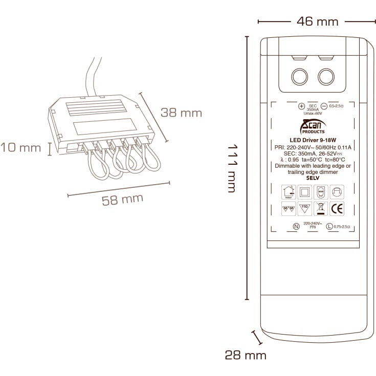 Scan Products driver, dimbar, 18 W